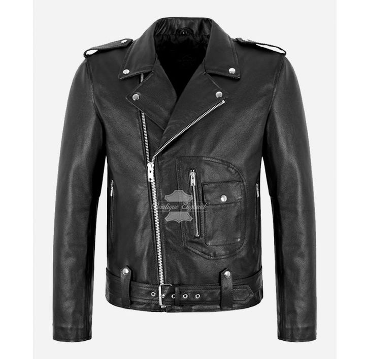 Men's Biker Leather Jacket Brando Style Thick Cowhide Retro Riding Jacket Aster Clothes & Acessoires