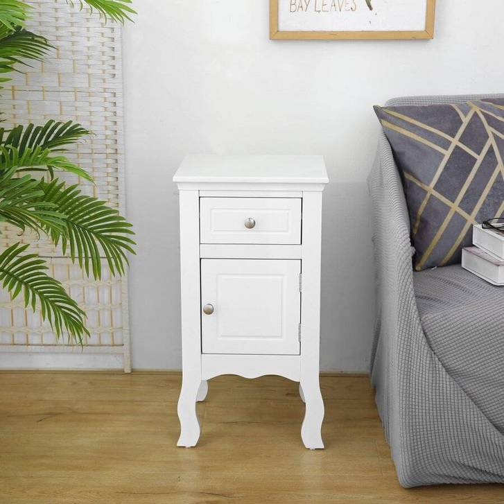 Woodluv MDF Bedside Storage Cabinet With a Drawer and Cupboard 2 Woodluv MDF Bedside Storage Cabinet With a Drawer and Cupboard Household 2
