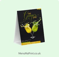 MenuMa Print executes first-class Tent Card Printing at unbeatable prices. Tent Card is praiseworthy and table tent is widely used in restaurants and hotels